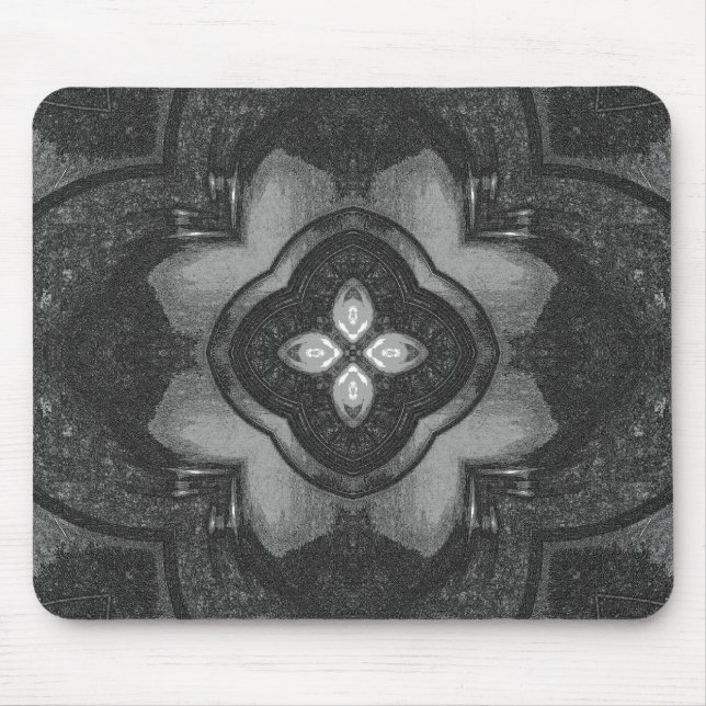 Mousepad Padrão Floral do Lápis Negro da cinza (Frente)