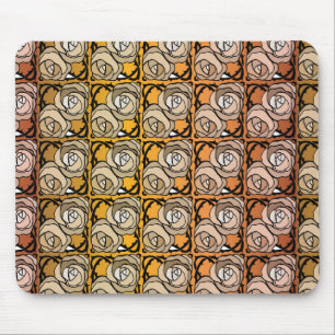 Mousepad Padrão floral dos Rosas preto e dourado