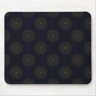 Mousepad Padrão Floral Elegante Azul e Dourado
