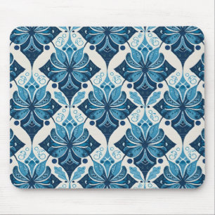 Mousepad Padrão Floral Elegante Boho em Azul
