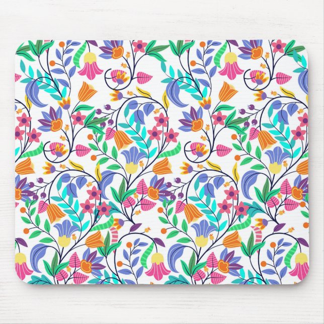 Mousepad Padrão Floral Exótico Colorido (Frente)