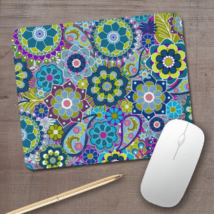 Mousepad Padrão Floral Funky em cores de tendência