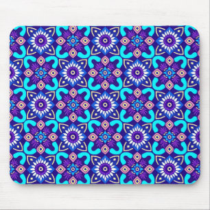 Mousepad Padrão Floral Geométrico Retrogeométrico Vibrante