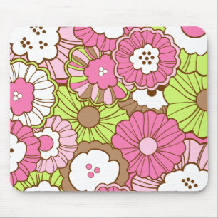 Mousepad Padrão Floral Primavera Bonito de Flores Verdes  
