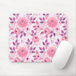 Mousepad Padrão Floral Rosa com Flores Elegantes