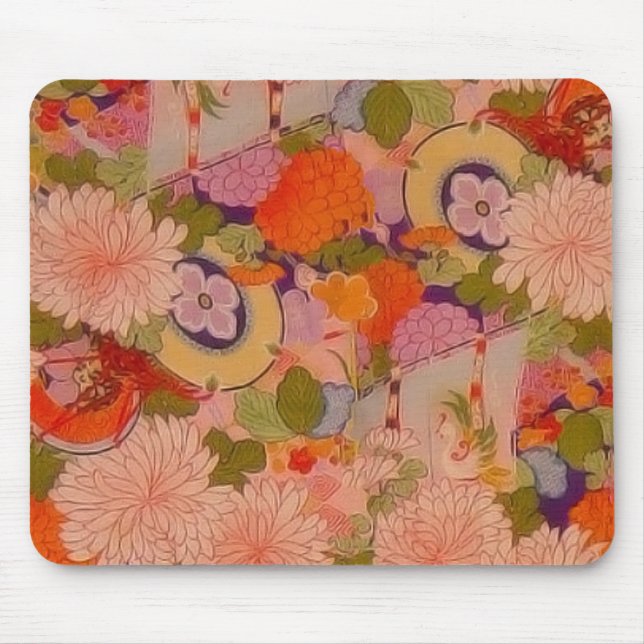 Mousepad Padrão Floral Rosa de Flor Kimono (Frente)