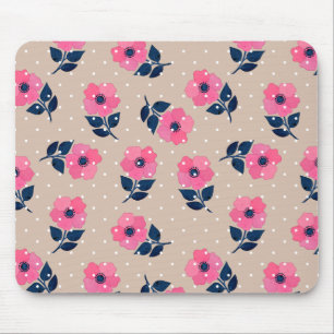 Mousepad Padrão Floral Rosa Decorativo