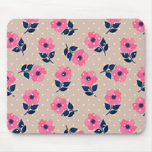 Mousepad Padrão Floral Rosa Decorativo (Frente)