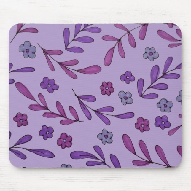 Mousepad Padrão floral roxo (Frente)
