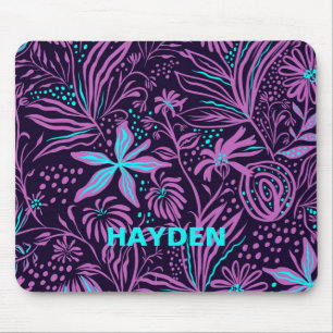 Mousepad Padrão Floral Roxo Moderno Escuro Personalizado