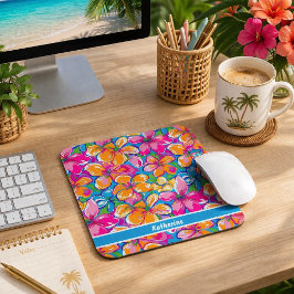 Mousepad Padrão Floral Tropical Colorido