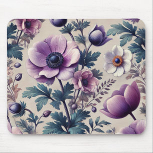 Mousepad padrão floral uniforme com anêmona linda