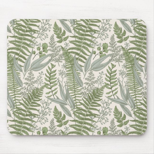 Mousepad Padrão Floral Verde do Jardim de Folha (Frente)