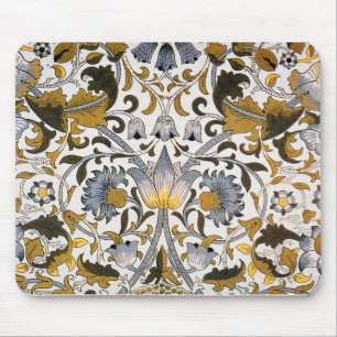 Mousepad Padrão Floral William Morris Lodden: Azul Dourado