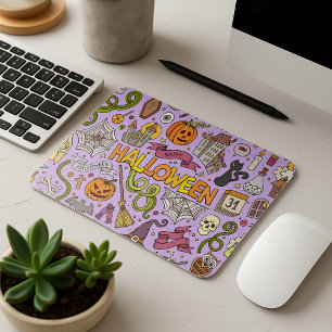 Mousepad Padrão Fofo de Doodle de Halloween