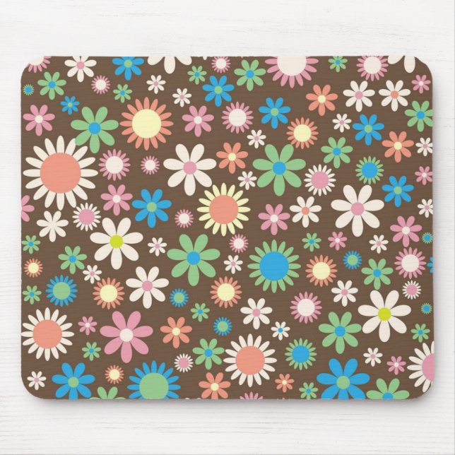 Mousepad Padrão Fofo de Poder Floral Marrom (Frente)