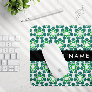 Mousepad Padrão Folha, Folhas Verdes, Seu Nome