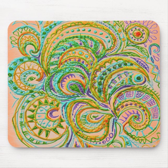 Mousepad Padrão Folk Art Fantasy (Frente)