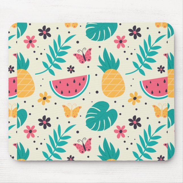 Mousepad Padrão Fruta tropical Melancia abacaxi (Frente)