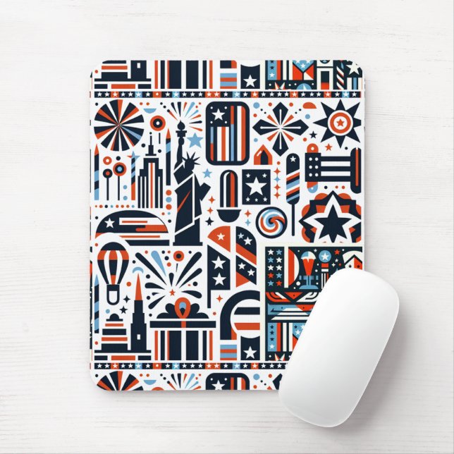 Mousepad Padrão Generativo de 4 de Julho (Com mouse)