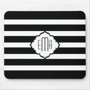 Mousepad Padrão Geométrico 2 das Stripes Pretas e Brancas