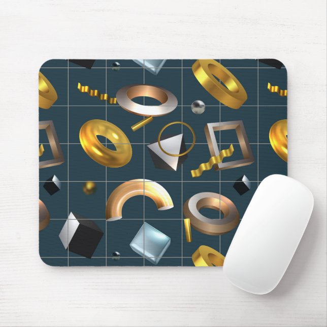 Mousepad Padrão Geométrico 3D (Com mouse)