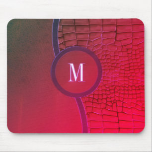 Mousepad Padrão Geométrico Abstrato em couro vermelho escur