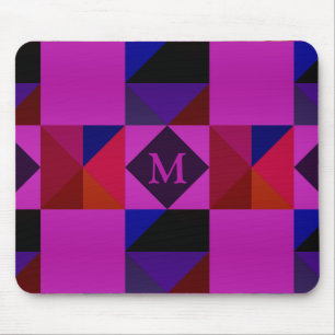 Mousepad Padrão Geométrico Abstrato Magenta Monograma