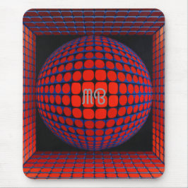 Mousepad Padrão Geométrico Abstrato Moderno Preto Vermelho 