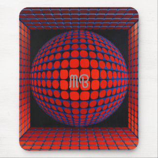 Mousepad Padrão Geométrico Abstrato Moderno Preto Vermelho 
