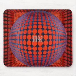 Mousepad Padrão Geométrico Abstrato Moderno Preto Vermelho 