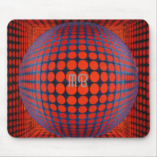 Mousepad Padrão Geométrico Abstrato Moderno Preto Vermelho 