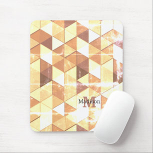 Mousepad Padrão geométrico amarelo-vivo Monograma