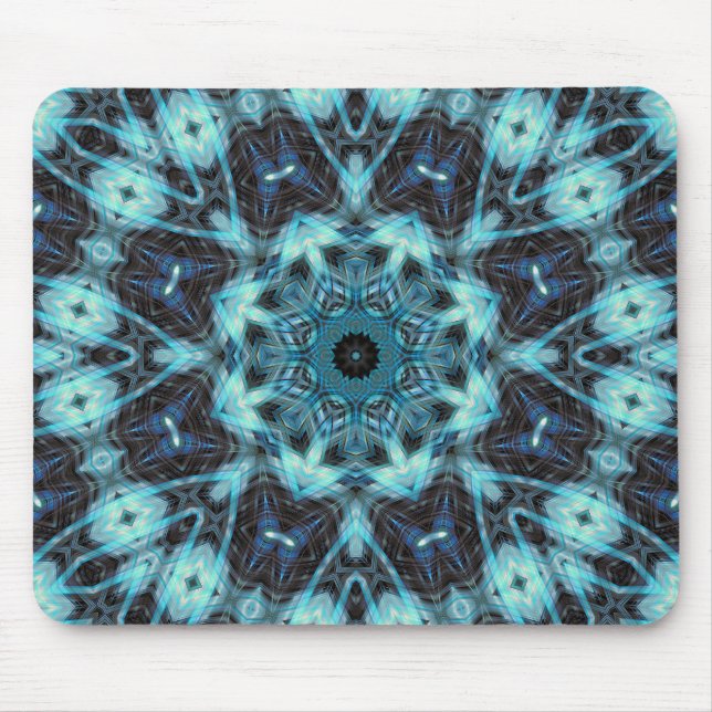 Mousepad Padrão Geométrico Azul com Brilho Radiante (Frente)