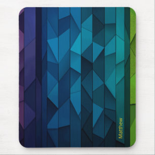 Mousepad Padrão Geométrico Azul e Teal Personalizado