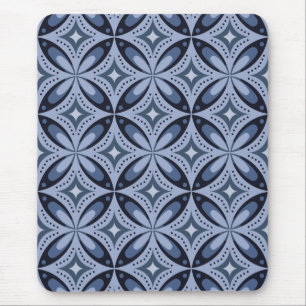 Mousepad Padrão Geométrico Azul Estilo Retro