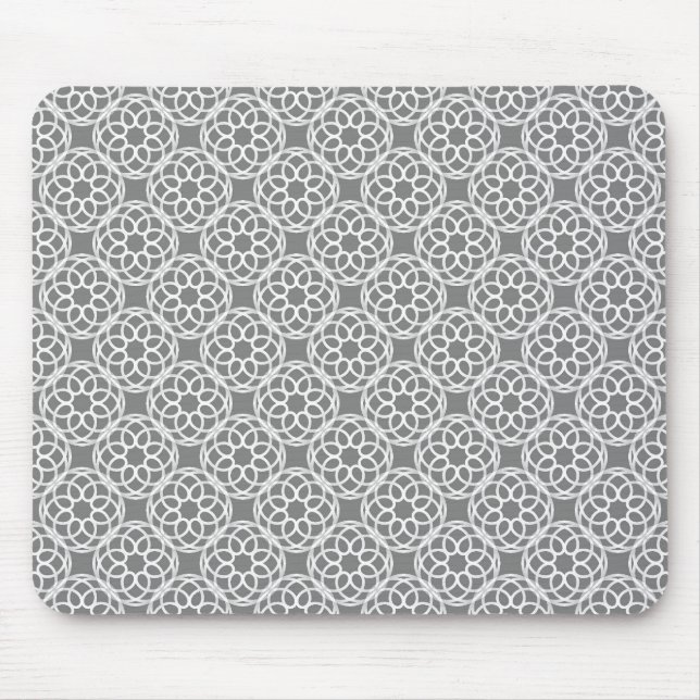 Mousepad Padrão Geométrico Branco Cinza Sem Costura (Frente)