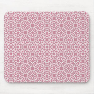 Mousepad Padrão Geométrico Branco Rosa Sem Costura