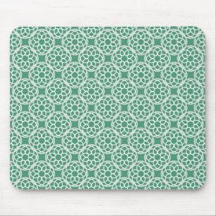 Mousepad Padrão Geométrico Branco Verde Esmeralda Sem Costu
