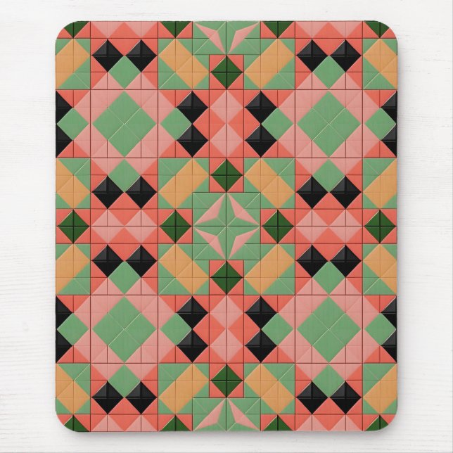 Mousepad Padrão Geométrico Colorido Com Quadrado Simétrico (Frente)