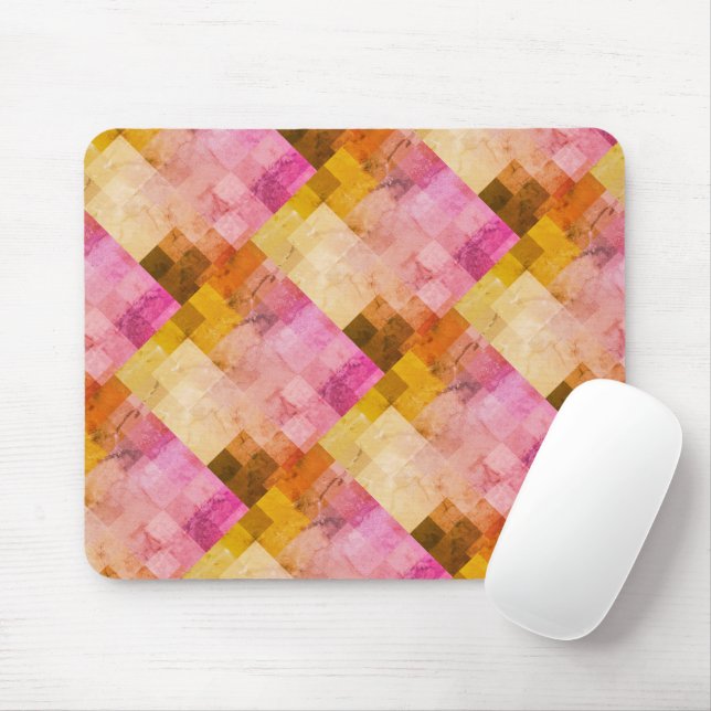 Mousepad Padrão Geométrico Cor de Água Rosa (Com mouse)