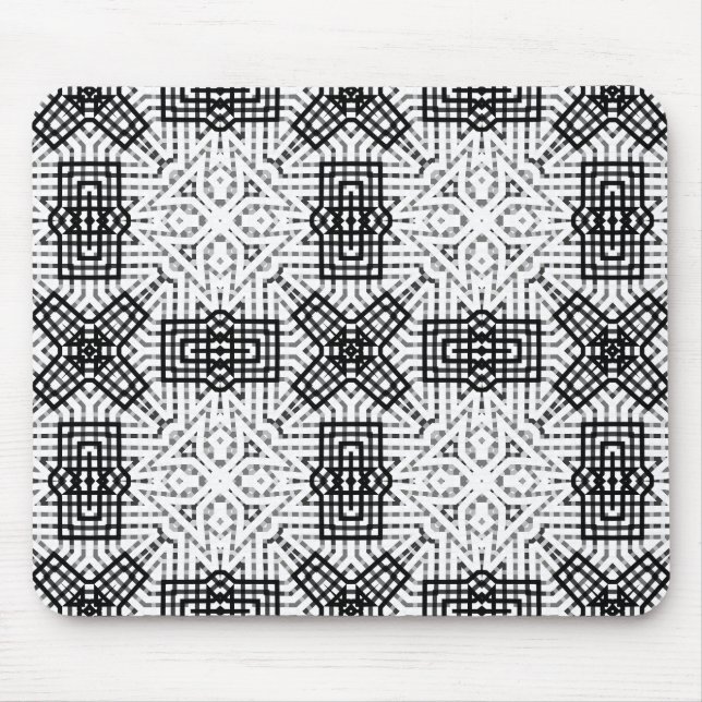 Mousepad Padrão geométrico de aberturas brancas e pretas An (Frente)