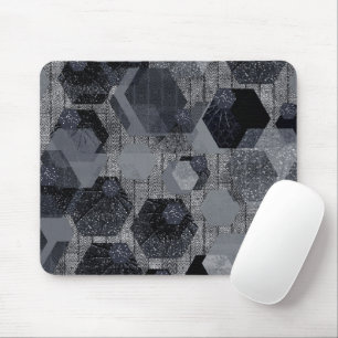 Mousepad Padrão geométrico de abstrato, preto e cinza.