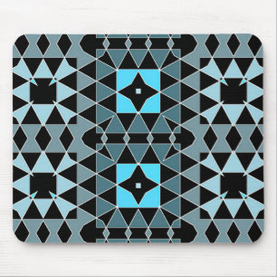 Mousepad Padrão Geométrico de Arte de Trendência Azul e Pre
