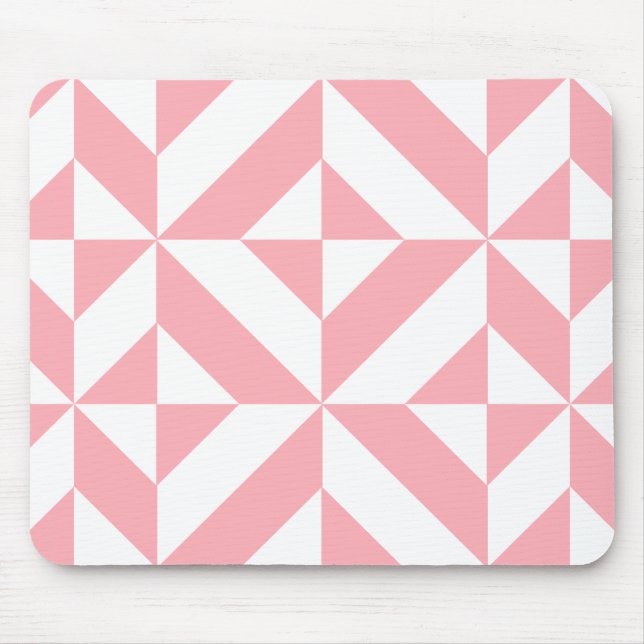 Mousepad Padrão Geométrico de Deco Cube, de Melão Rosa (Frente)