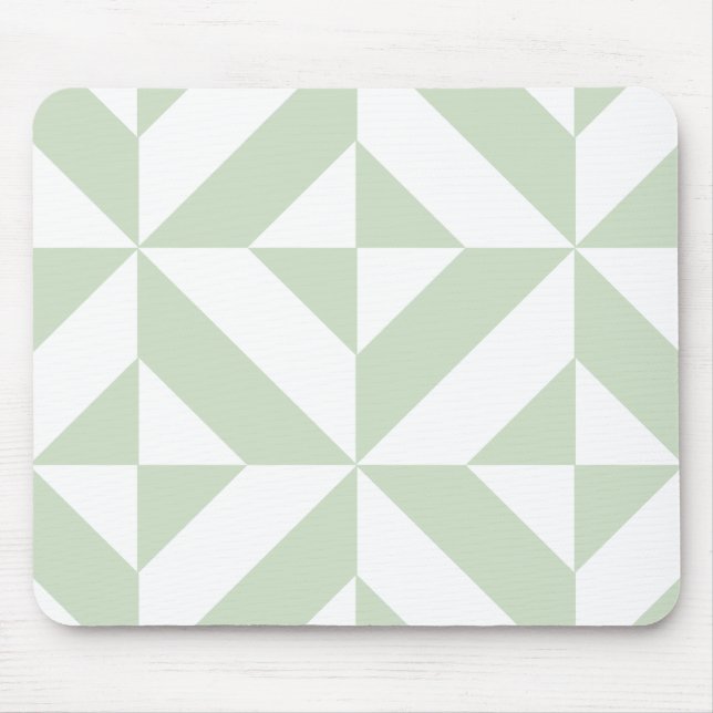 Mousepad Padrão Geométrico de Deco em Verde Sage (Frente)