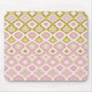 Mousepad Padrão Geométrico de Diamante em Rosa e Verde Oliv