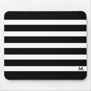 Mousepad Padrão Geométrico de Stripes Pretas e Brancas