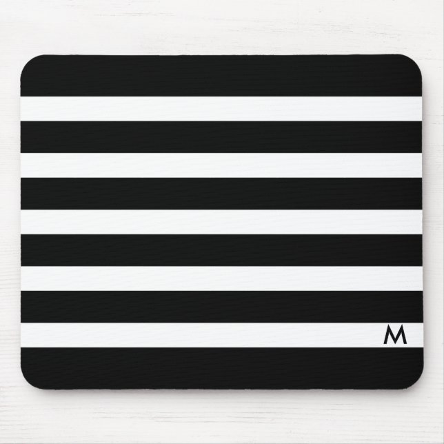 Mousepad Padrão Geométrico de Stripes Pretas e Brancas (Frente)