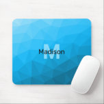 Mousepad Padrão geométrico do gradiente ciano azul Monogram<br><div class="desc">Monograma Personalize com seu nome e inicial personalizados. Malha geométrica do triângulo com gradiente ombre azul claro. padrão,  ombre,  mesh,  triângulos,  geometria,  gradiente,  legal,  triângulo,  brilhante,  azul,  ciano</div>